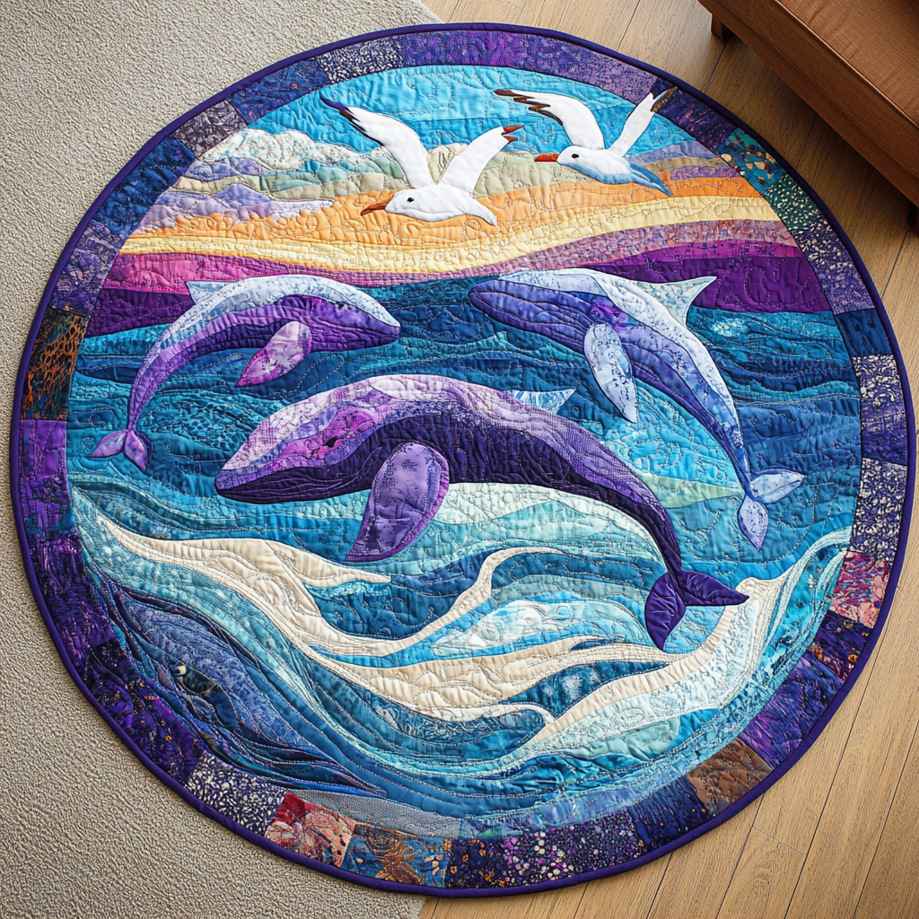 Waves of Quilted Round Mat Front Door Entryway Ideas Whale Themed Gifts