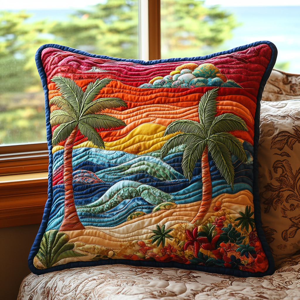 Waves Wanderlust Quilted Pillow Case Best Throw Pillow Covers Beach Themed Gifts For Her