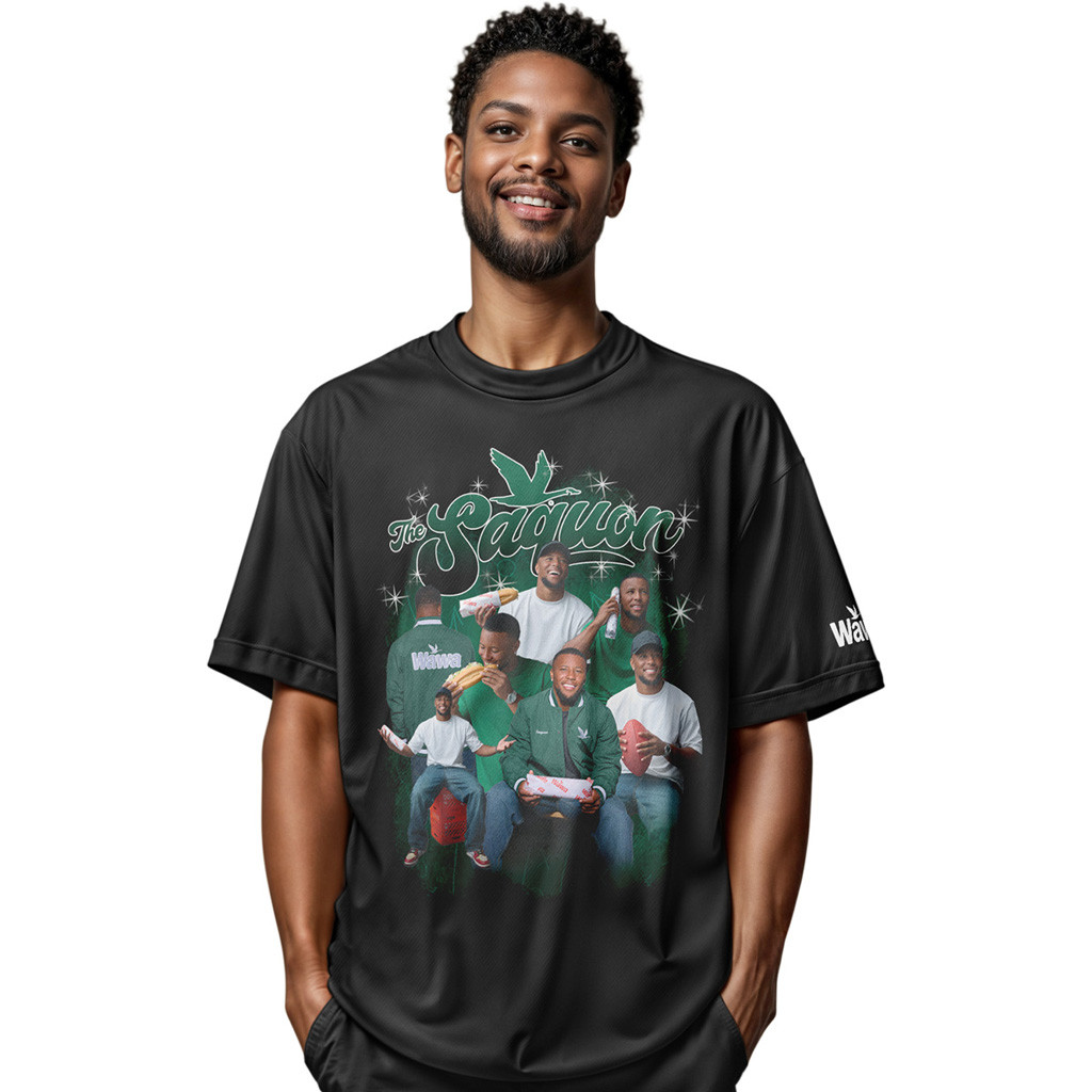 Wawa Merch The Saquon Photo Collage Black T-Shirt Presents For Football Lovers Wawa Merch The Saquon Photo Collage Black T-Shirt Presents For Football Lovers