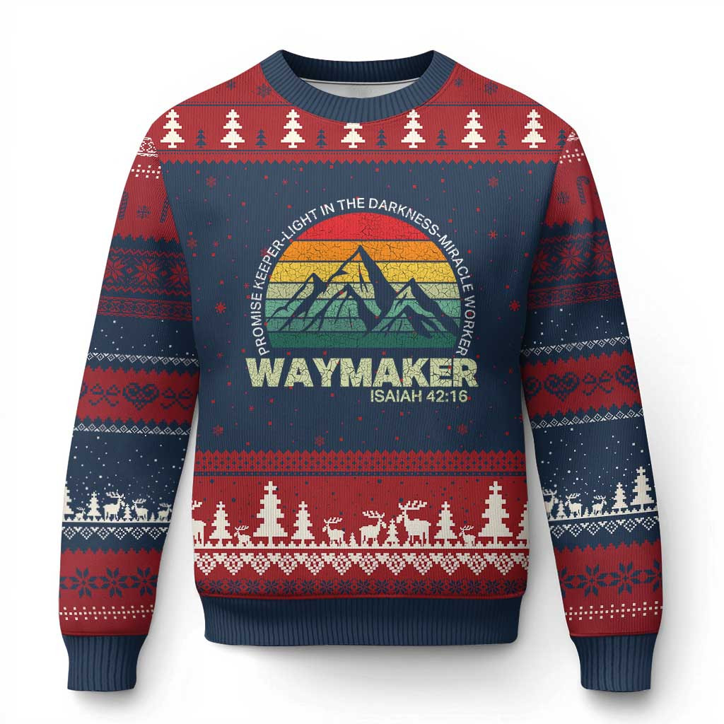 Waymaker Promise Keeper Miracle Worker Ugly Christmas Sweater Vintage Faith Gift For Sister