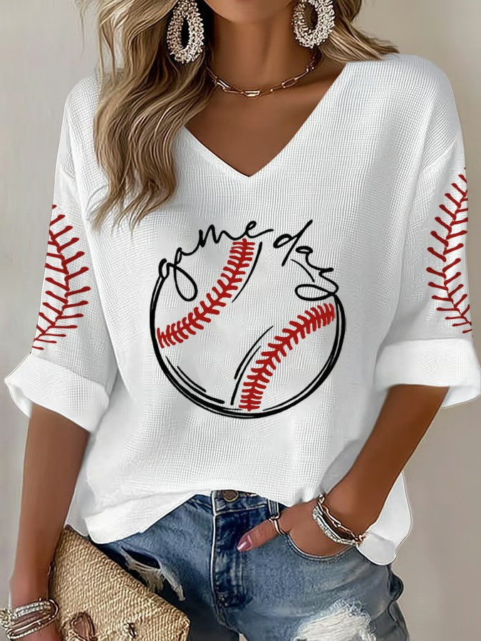 WBC 2026 Game Day Baseball V-Neck Long Sleeve Shirt Baseball Season Fan Gear Baseball Mom Best Gift For Fans