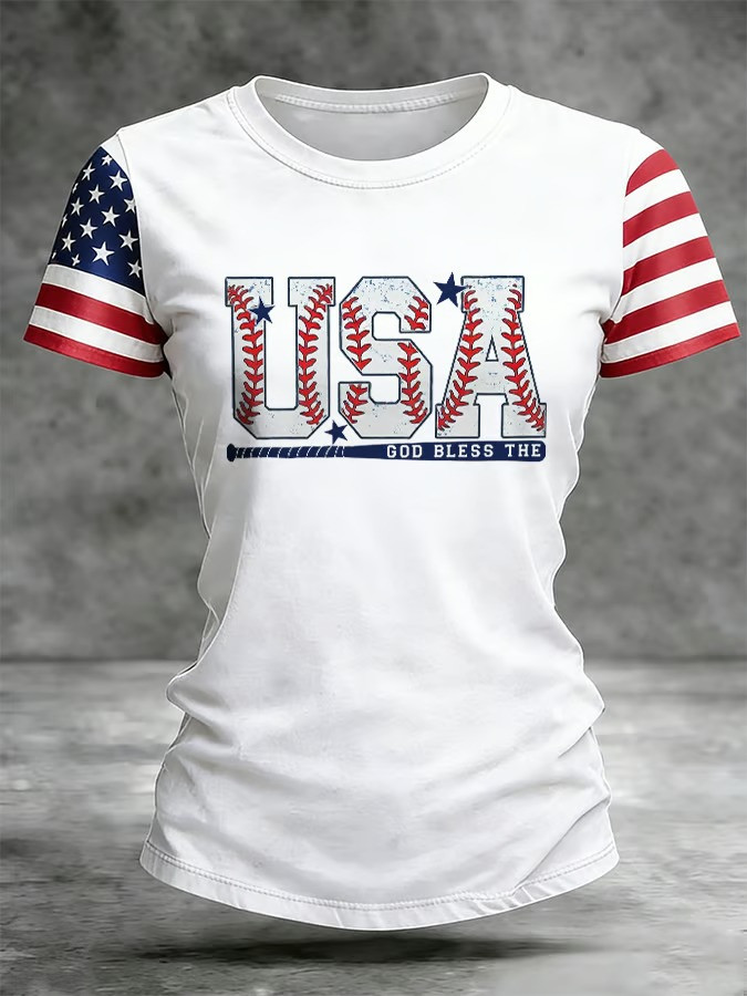 WBC 2026 God Bless The USA Baseball T-Shirt American Flag Fan Gear Patriotic Shirt Gift For Baseball Fans