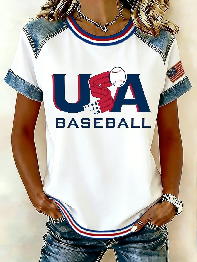 WBC 2026 USA Baseball Fan T-Shirt Fan Gear American Flag Shirt Best Gift For Baseball Fans