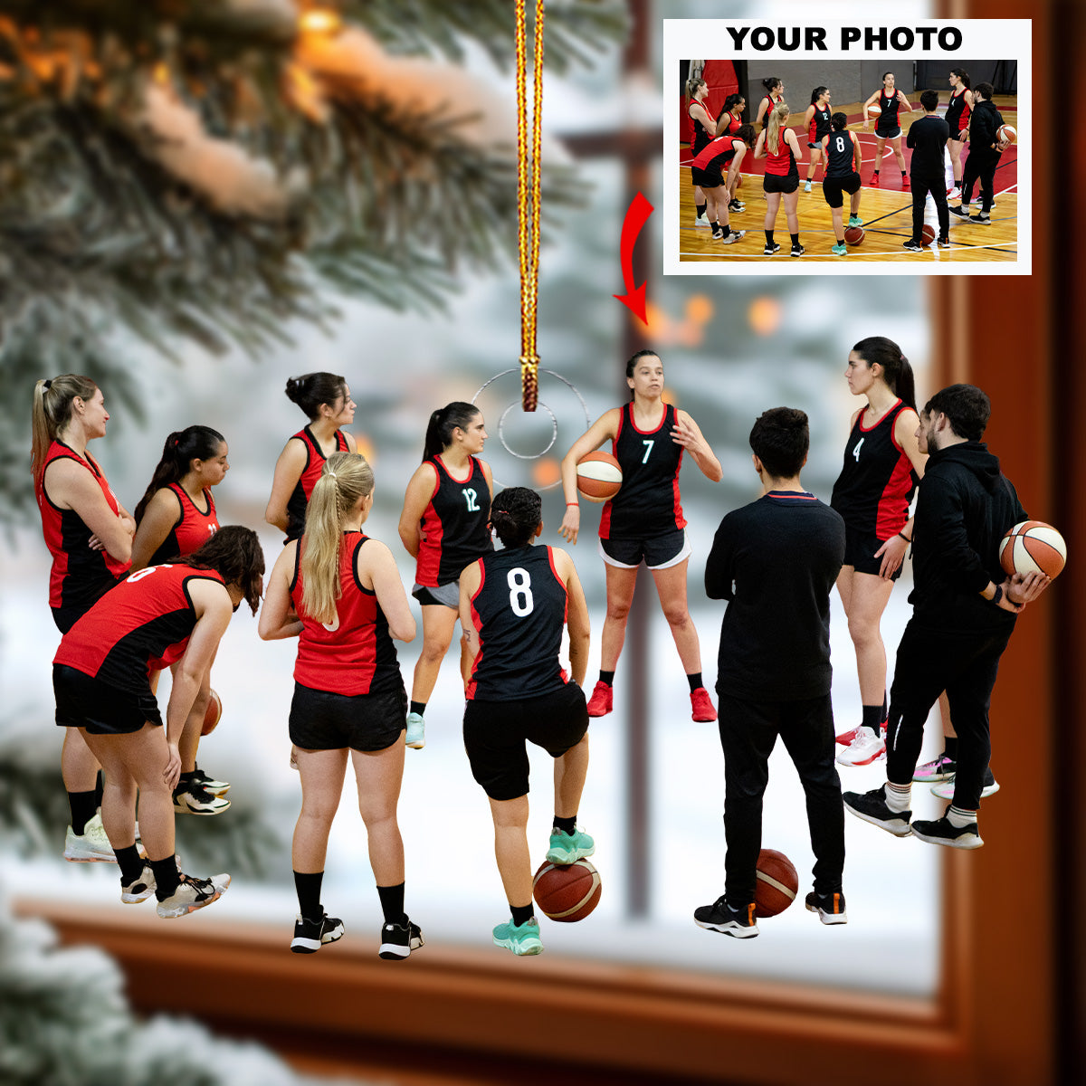 We Are A Team Personalized Photo Mica Ornament Christmas Gift For Basketball Players