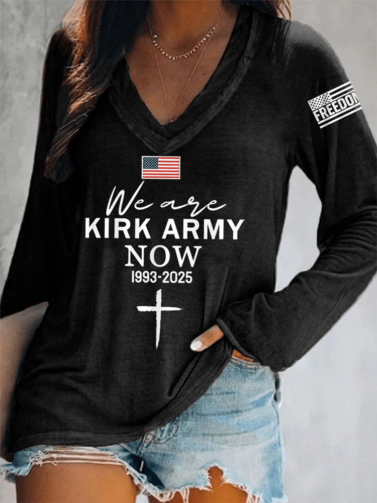 We Are All Kirk Army Now V-Neck Long-Sleeve Shirt R.I.P Charlie Kirk TPUSA Merch Gift for Wife