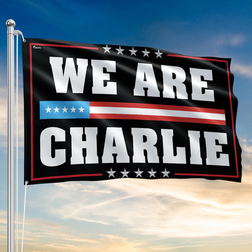 We Are Charlie Flag Patriotic Charlie Kirk Commemorative Decorations Merch