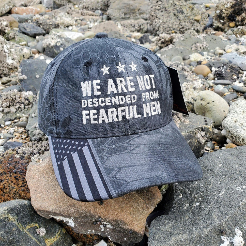 We Are Not Descended From Fearful Embroidered Camo Hat American Patriotic Hat Veterans Gifts