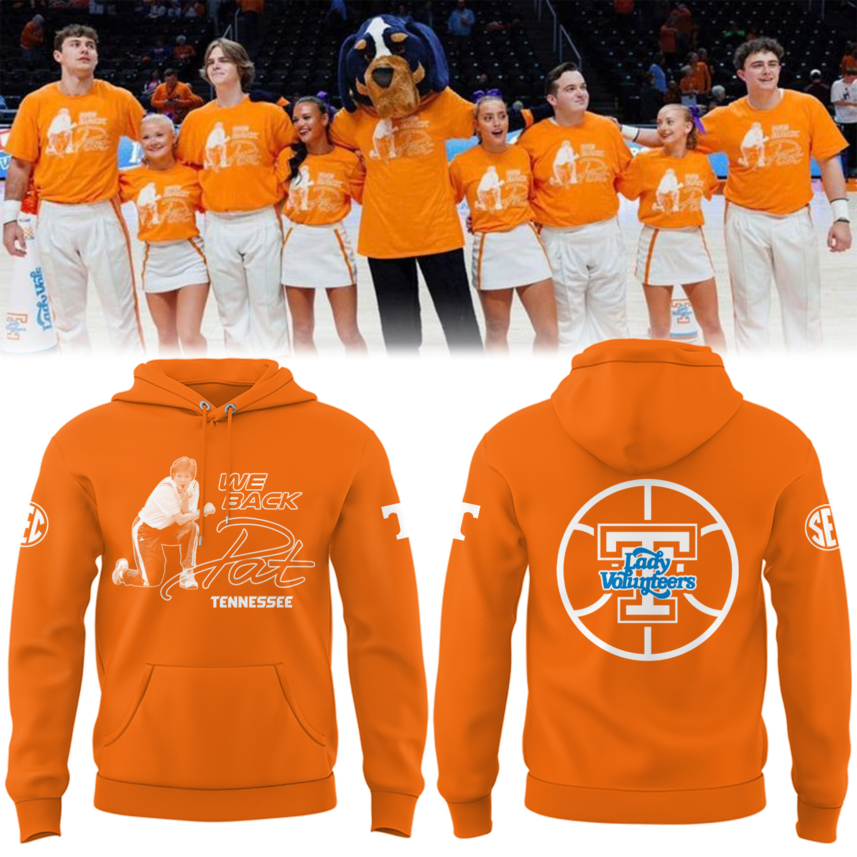 We Back Pat Lady Vols Basketball Hoodie Tennessee Volunteers Merch Basketball Gear