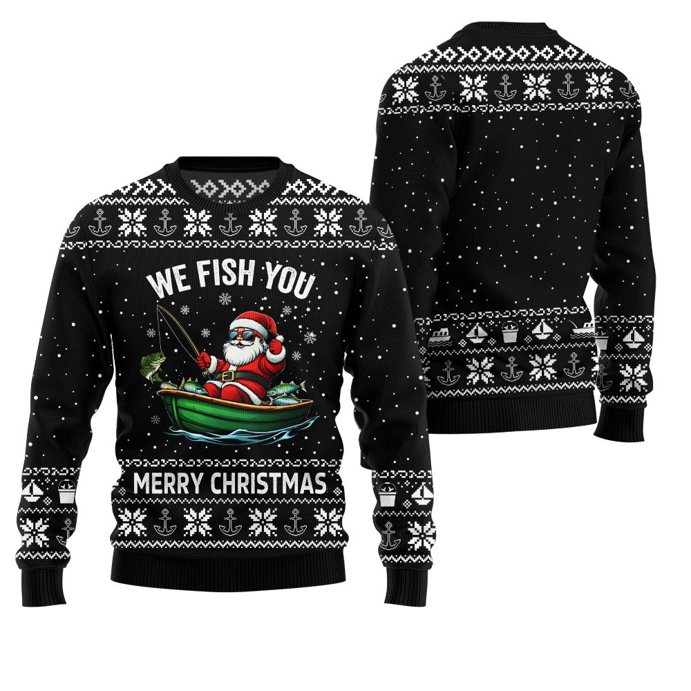 We Fish You Merry Christmas Ugly Sweater Heartwarming Christmas Gift Sweater for Him or Her