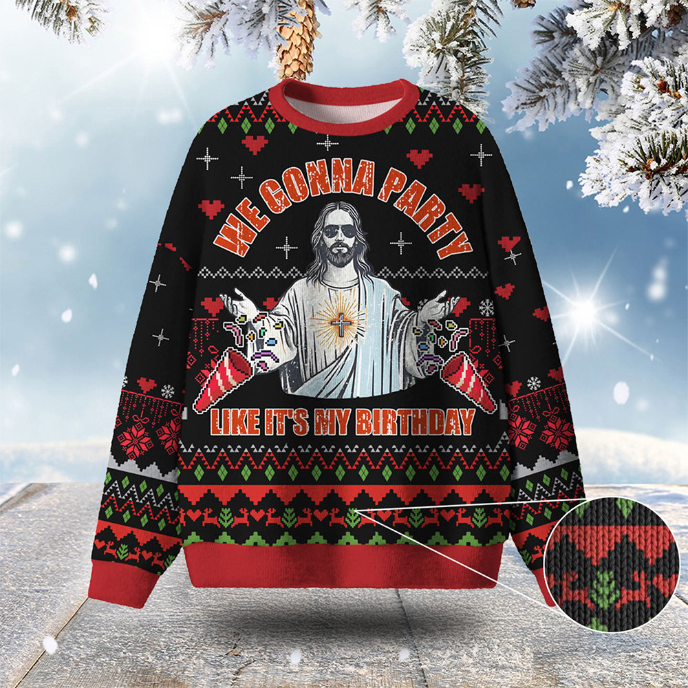 We Gonna Party Ugly Christmas Sweater Jesus Apparel Funny Xmas Sweaters