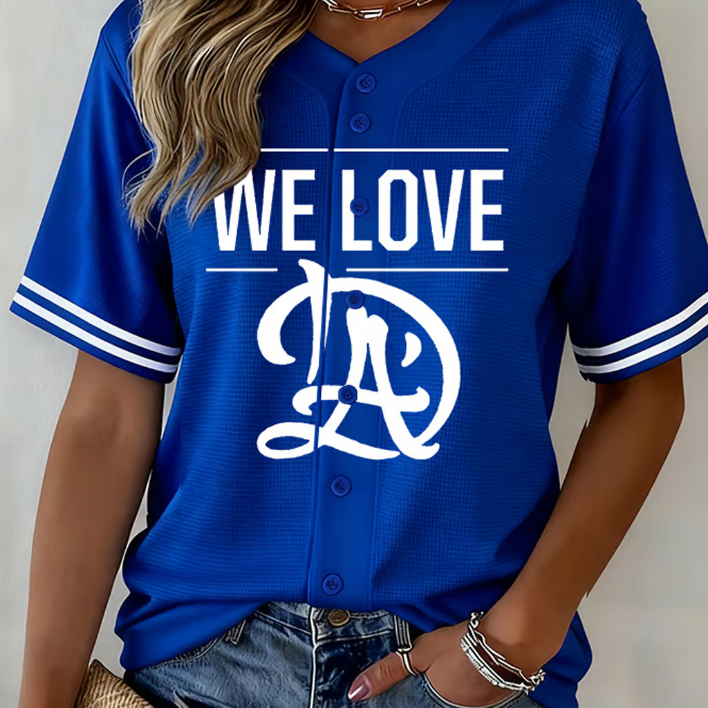 We Love LAD Baseball Jersey LA Dodgers Back To Back Champions Jersey Girlfriend Gifts