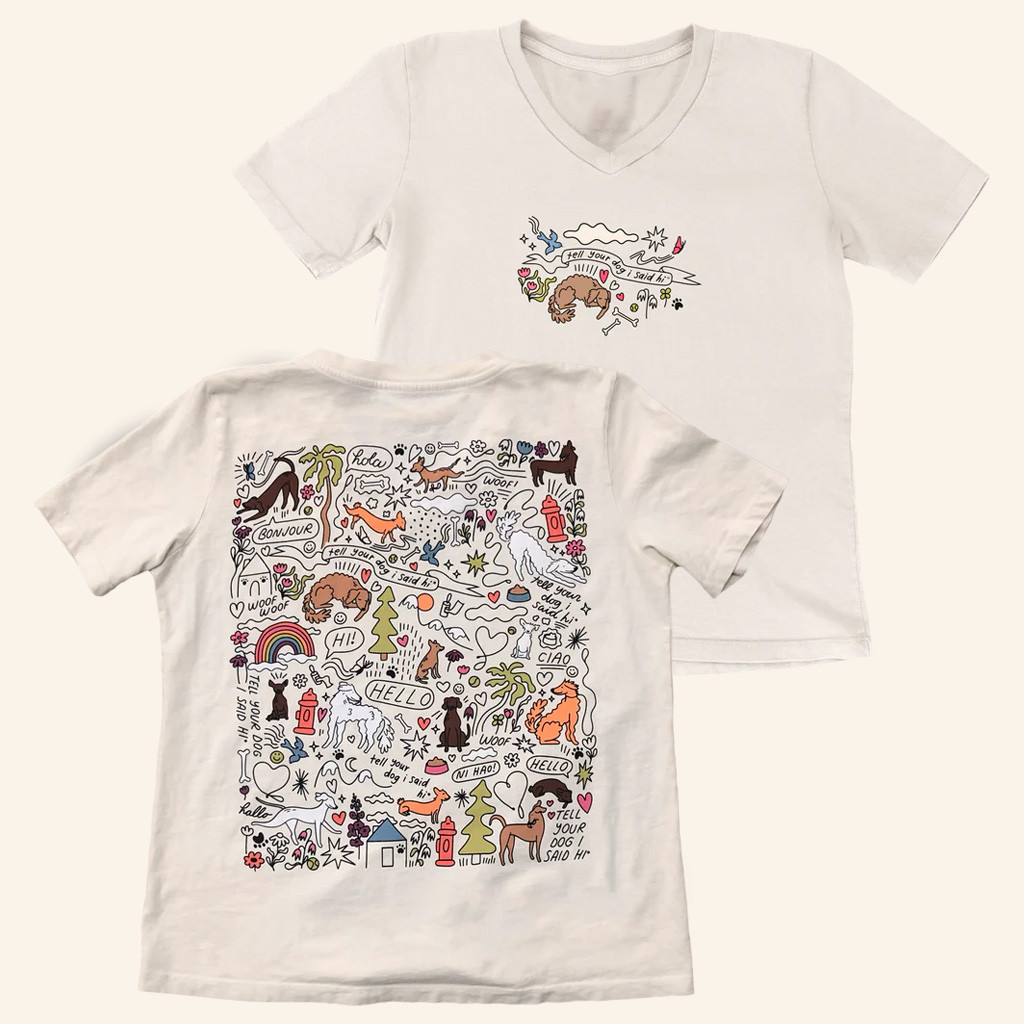 We Rate Dogs Merch Community Doodle V-Neck Shirt Tell Your Dog I Said Hi T-Shirt Women's