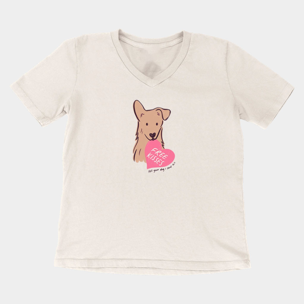 We Rate Dogs Merch Puppy Free Kisses V-Neck T-Shirt Tell Your Dog I Said Hi Shirt Women's