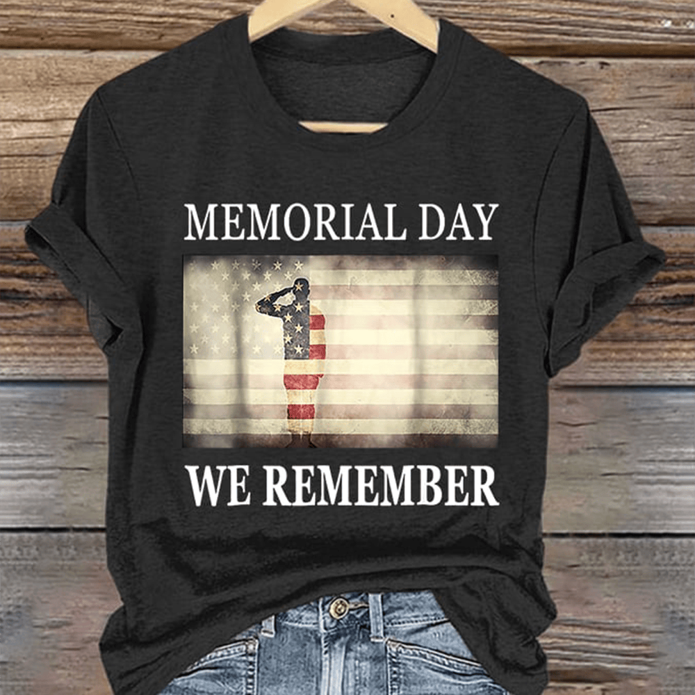 We Remember Memorial Day T-Shirt American Flag Clothes Veteran Patriotic Gifts