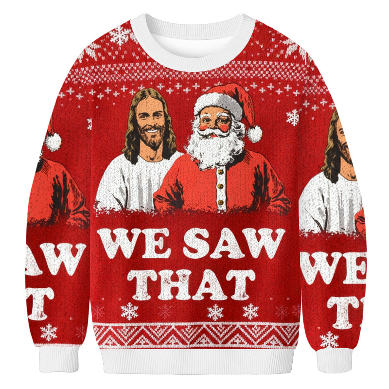 We Saw That Jesus And Santa Christmas Ugly Sweater Winter Apparel Xmas Gifts For Christians
