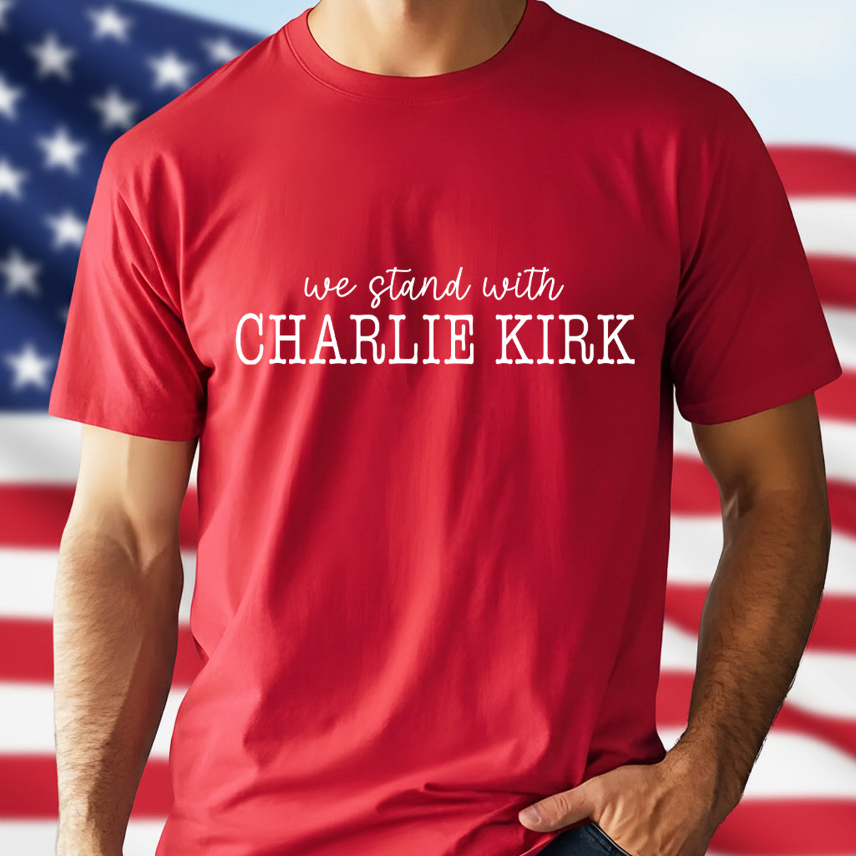 We Stand With Charlie Kirk Memorial Dark Shirt Gift for Free Speech Supporters
