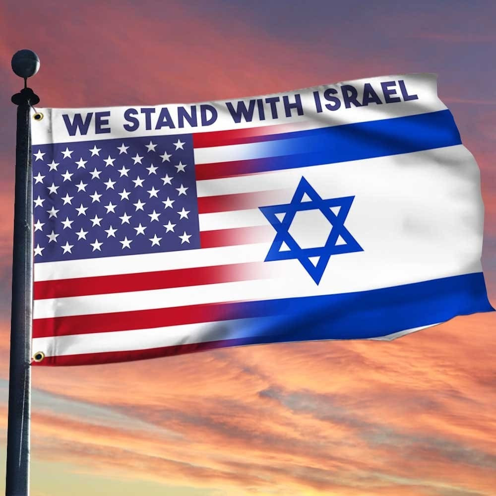 We Stand With Israel American Israeli Friendship Jewish Flag Patriotic Decor