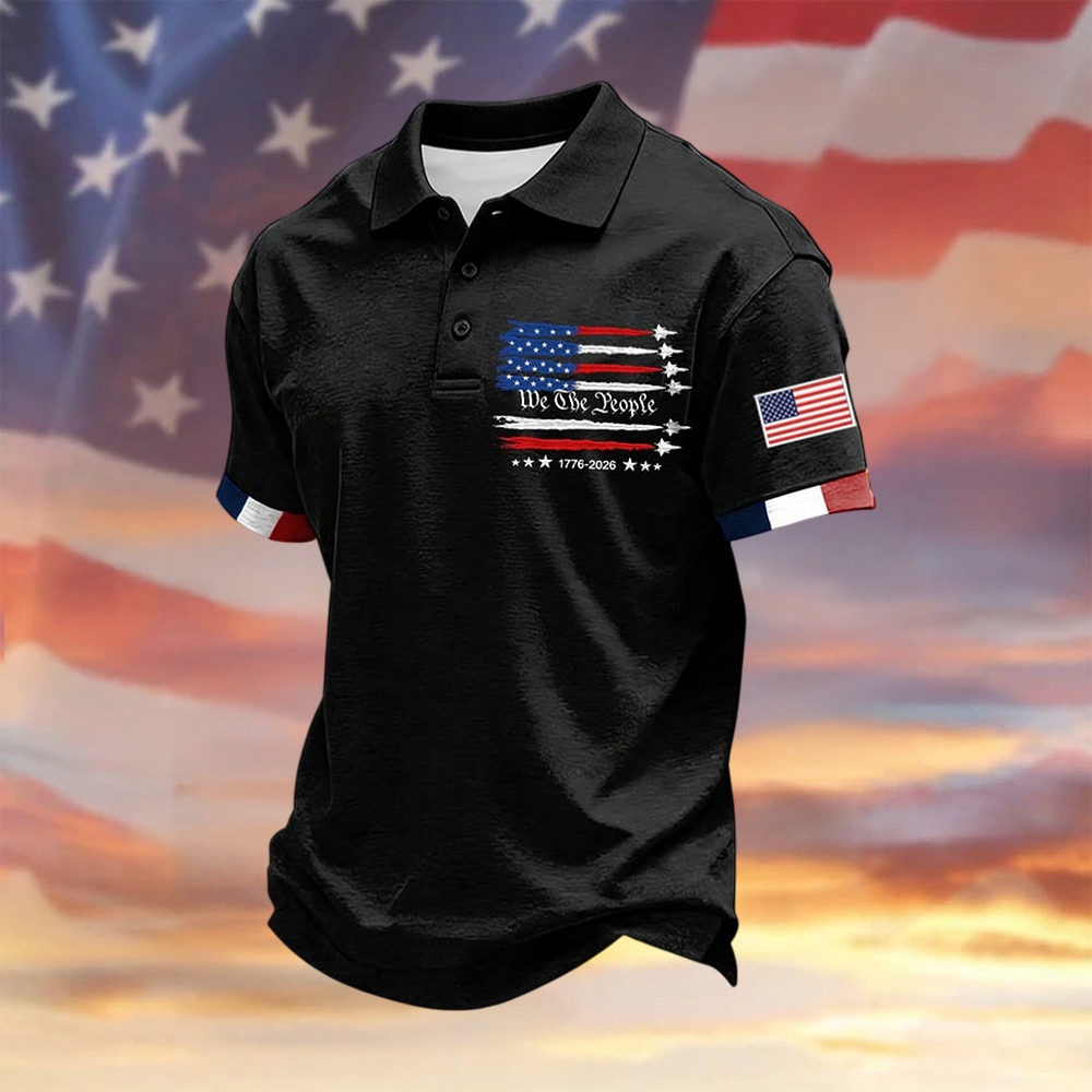 We The People 1776 2026 Polo Shirt American Flag Independence Day Shirt