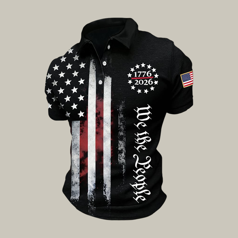 We The People 1776 2026 Polo Shirt Independence Day 2026 Clothes Patriotic Gift For Men