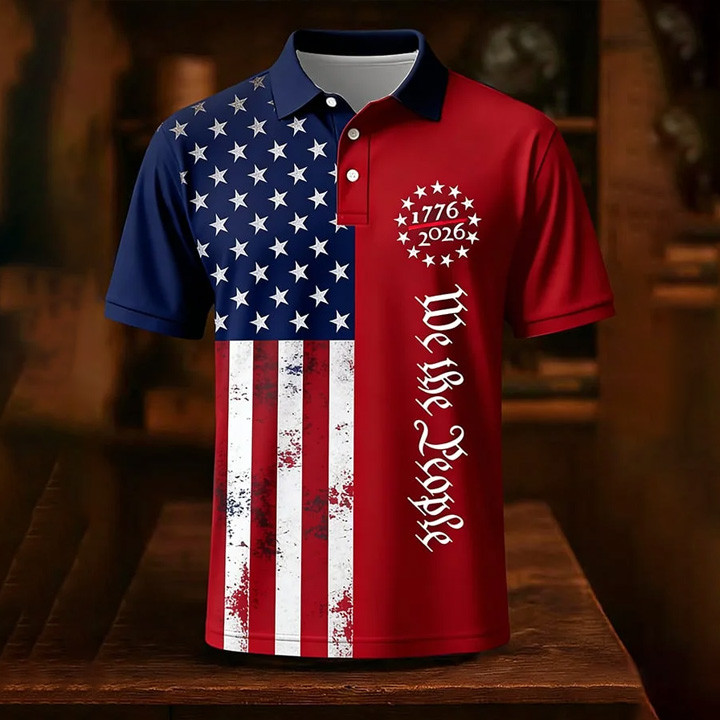 We The People 1776 2026 Polo Shirt Independence Day 2026 Clothes Patriotic Gift Ideas