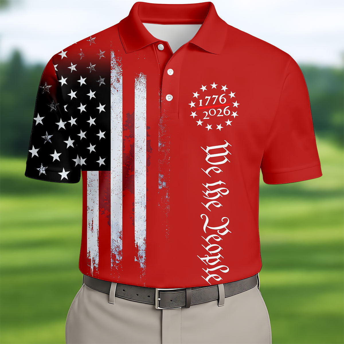 We The People 1776 2026 Polo Shirt Patriotic 4th Of July Clothing Gifts For Men