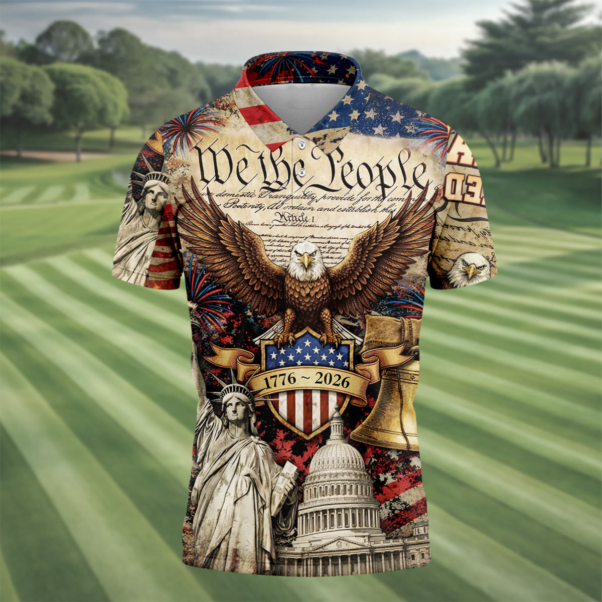 We The People 1776 2026 Polo Shirt Proud America 4th Of July Clothing Gifts For Men