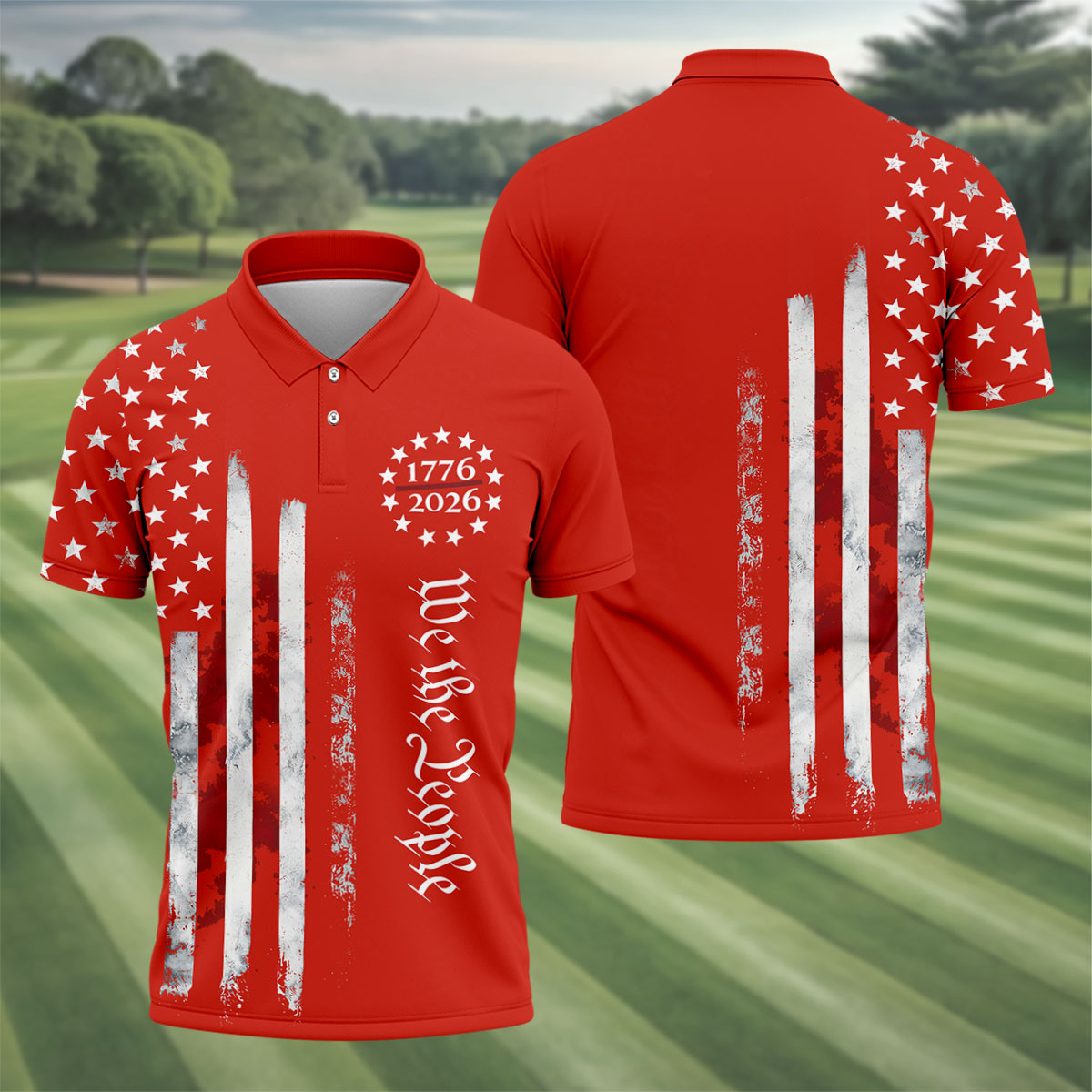 We The People 1776 2026 Polo Shirt Star And Stripe Patriotic Clothing Gifts For Father