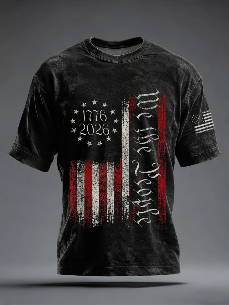We The People 1776 2026 T-Shirt Distressed American Flag Patriotic Constitution Tee Best Gift For Patriots