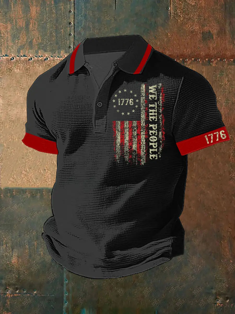 We The People 1776 Men's Polo Shirt Patriotic Gift for Independence Day Supporters