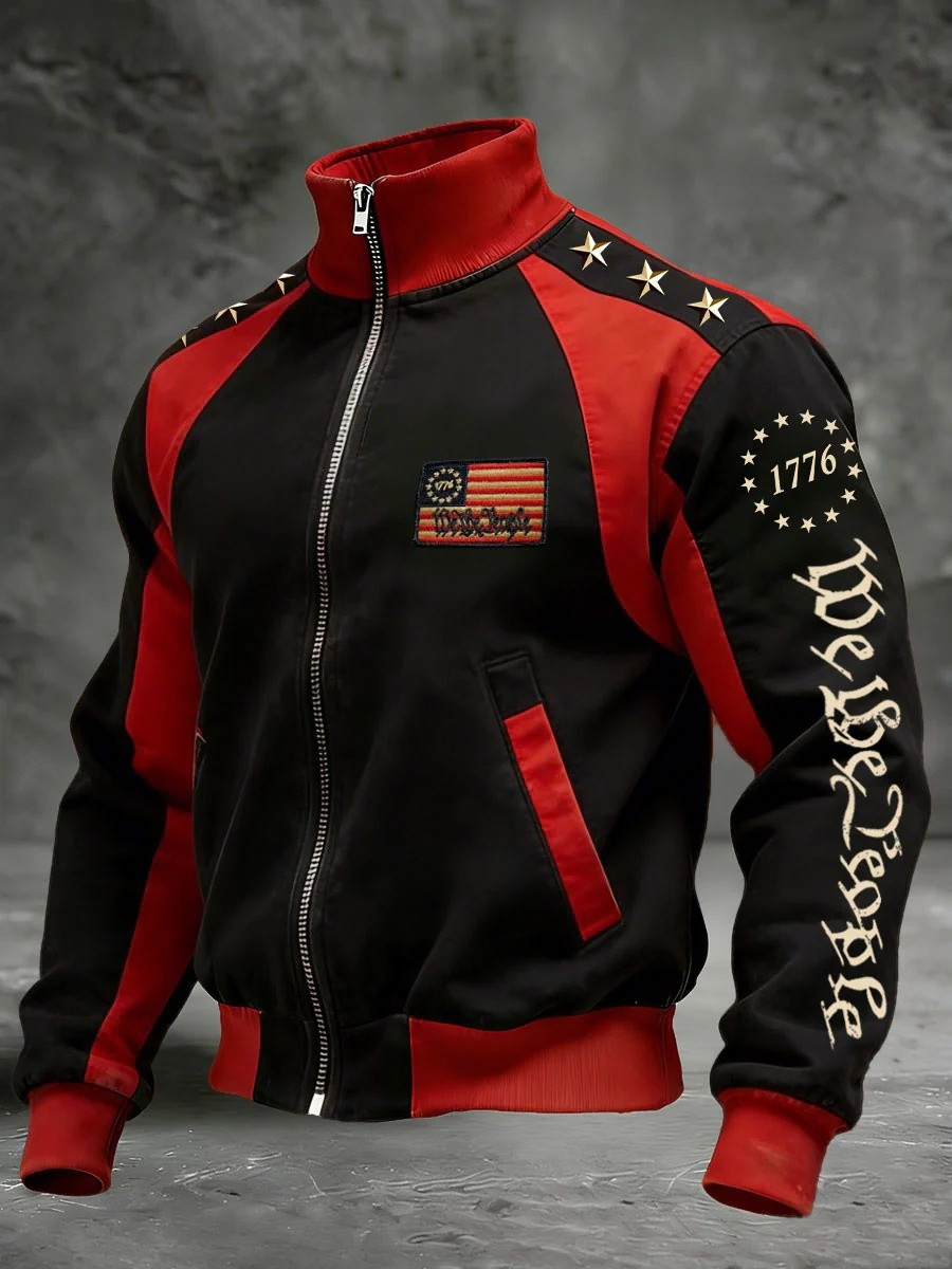 We The People 1776 Zip Jacket Mens Patriotic Apparel 250th Anniversary USA Fan Gear Gift