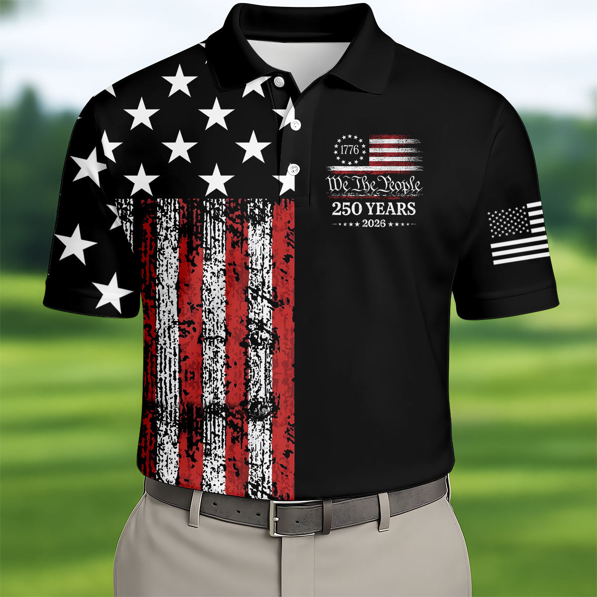We The People 250 Years Golf Shirt US Flag Patriotic Merch Patriotic Gifts For Men