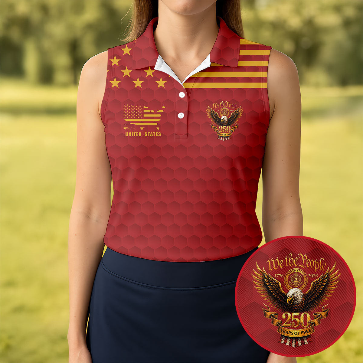 We The People 250 Years Of Free Sleeveless Polo Shirt Golf Shirt Gifts For Golf Lovers