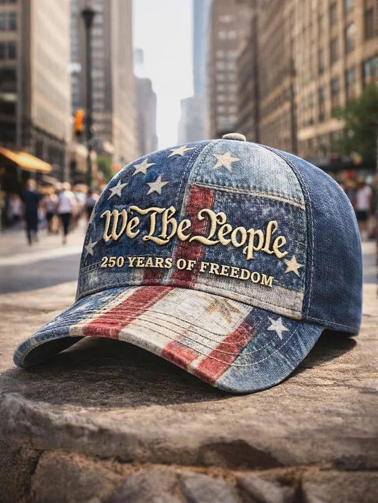 We The People 250 Years Of Freedom Baseball Hat Patriotic USA Denim Cap 250th Anniversary Gift
