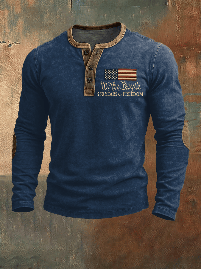 We The People 250 Years Of Freedom Henley Shirt USA 250th Anniversary Patriotic Apparel