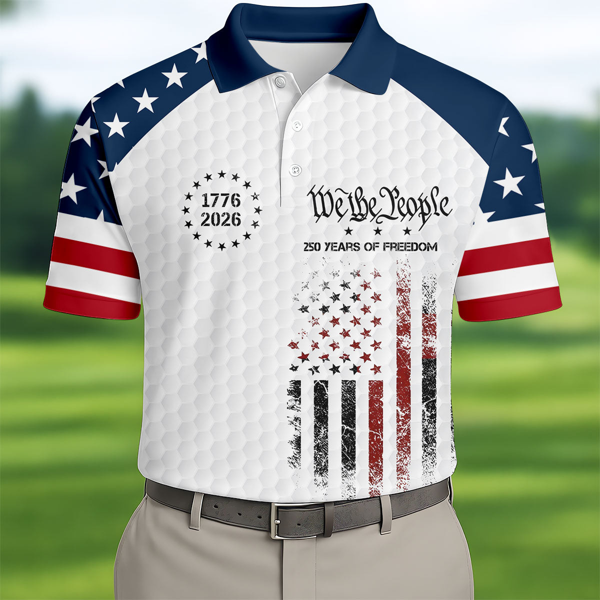We The People 250 Years Of Freedom Polo Shirt Flag Patriotic Merch For Independence Day