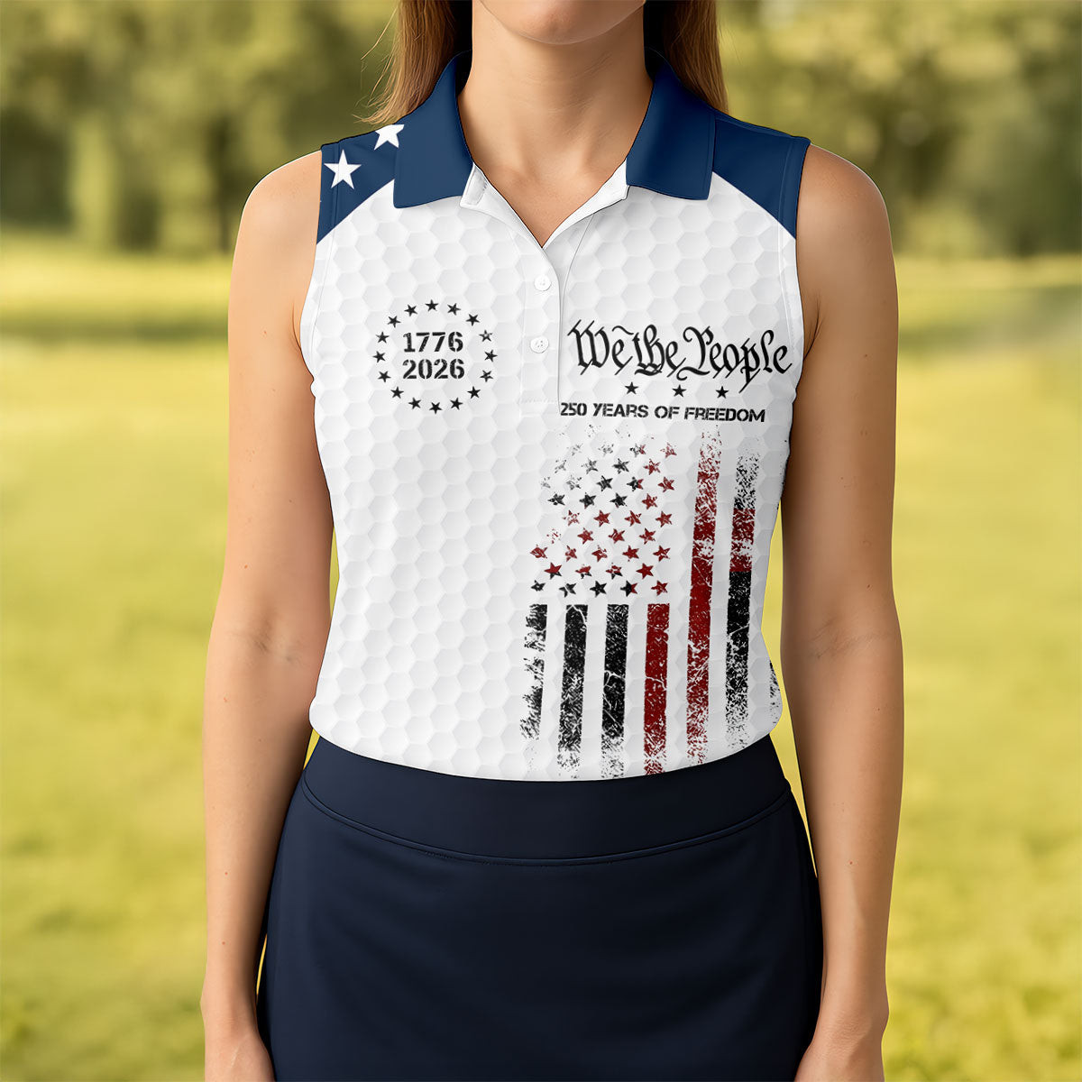 We The People 250 Years Of Freedom Sleeveless Polo Shirt Golf Clothes Gifts For Golfers