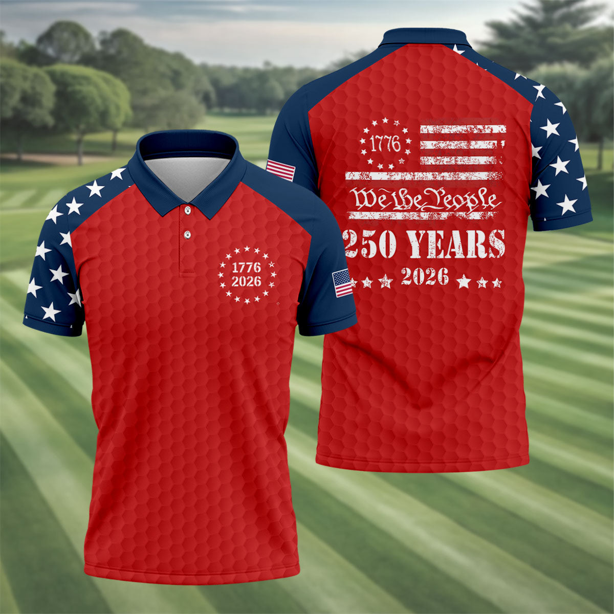 We The People American Flag Polo Shirt 250 Years 1776 2026 Apparel Gifts For Father