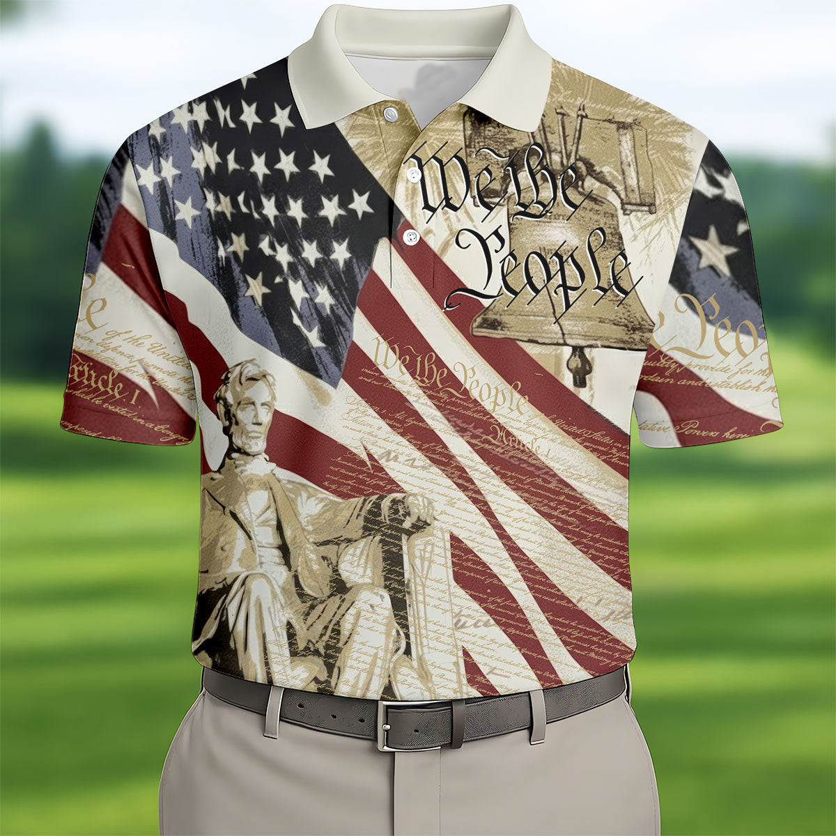 We The People American Flag Polo Shirt 4th Of July Patriotic Merch Gift For Bestie