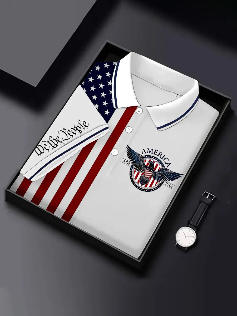 We The People American Polo Shirt Patriotic Gift for Independence Day Supporters