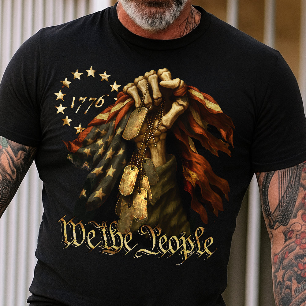 We The People-Bone Hand Dark Shirt America 250 Merchandise Gifts For Patriotic Dad