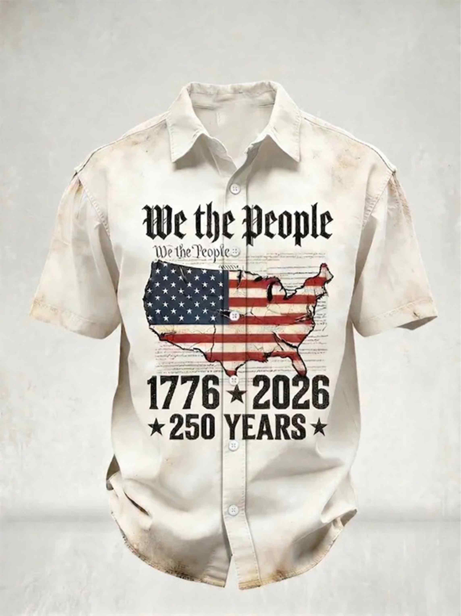 We The People Button Shirt 250 Years USA Flag And Map 1776 2026 Clothing Gift For Patriots
