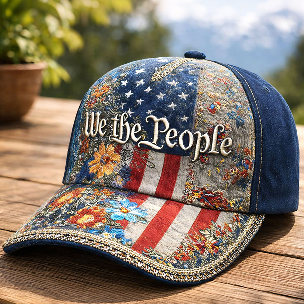 We The People Floral Hat American Flag Baseball Cap Patriotic Gifts For Him