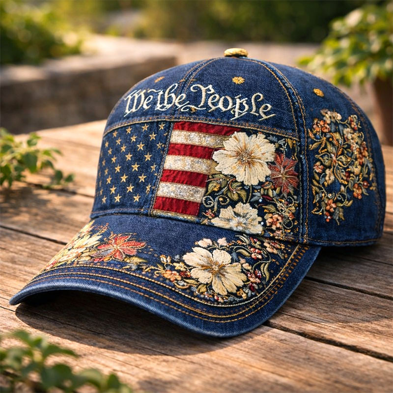 We The People Floral Hat America's 250th Birthday Baseball Cap Patriotic Gift Ideas