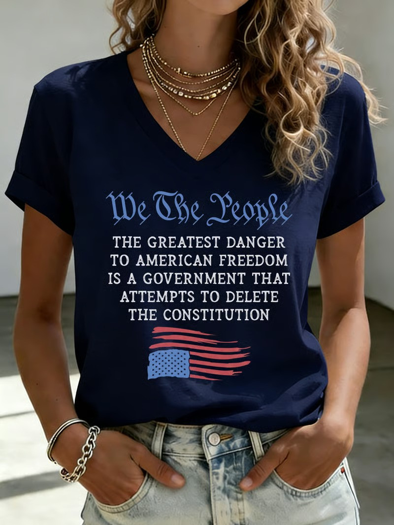 We The People Greatest Danger To American Freedom V-Neck Shirt Political Protest Clothing Gift For Supporters