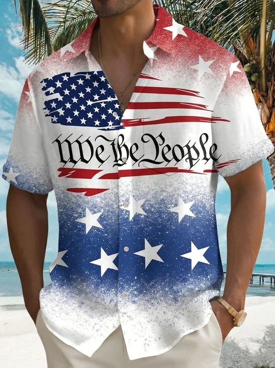 We The People Hawaiian Button Shirt USA 250 Years Of Freedom Apparel Gift For Brothers