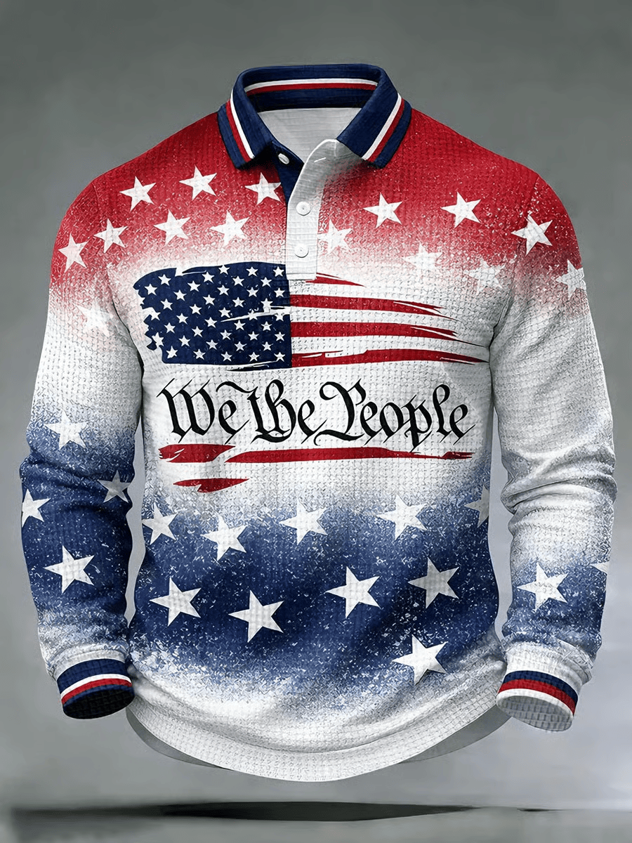 We The People Long Sleeve Polo Shirt 4th Of July Clothing Gift Ideas For Homies