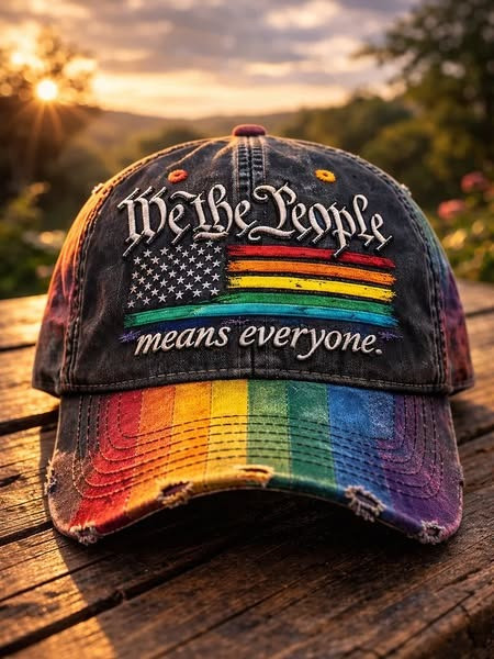 We The People Means Everyone Baseball Hat LGBT Pride Month Rainbow Cap Patriotic Gift For Supporters