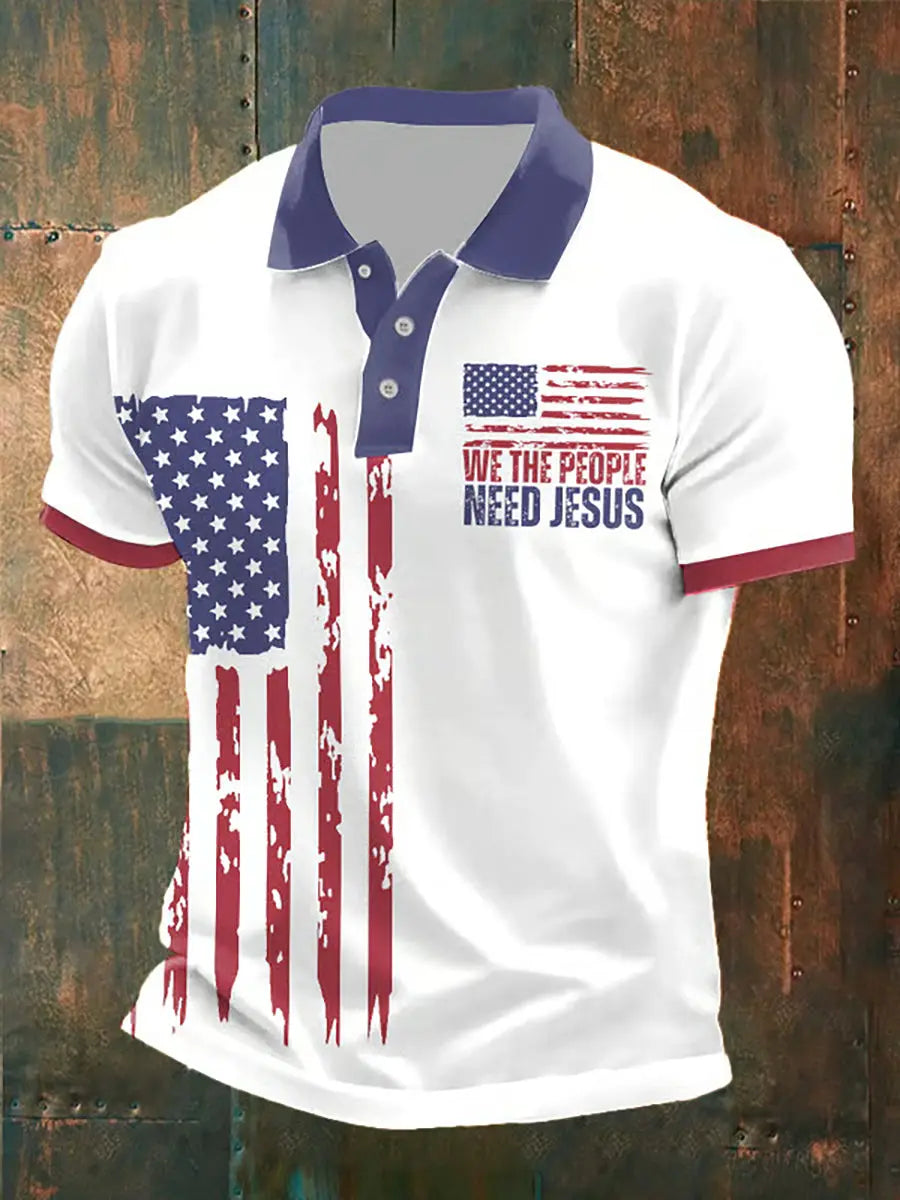 We The People Need Jesus Polo Shirt Patriotic Gift for Christian Supporters