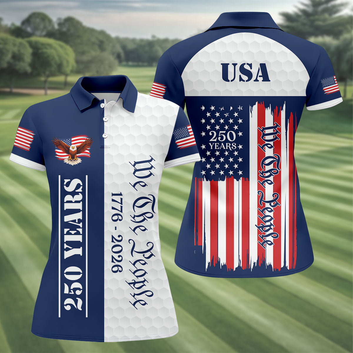 We The People Polo Shirt Bald Eagle US Flag Clothing Best Gift For Women