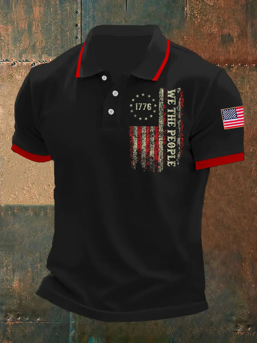 We The People Polo Shirt Patriotic Gift with 1776 Flag Best Gift for Independence Day
